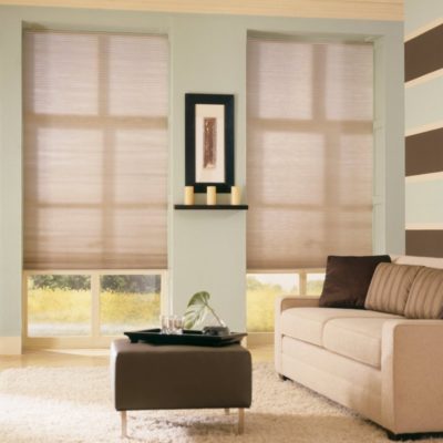 Continuous Cord Loop Light-Filtering Cellular Window Shades Living Room