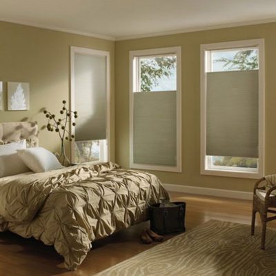 EcoSmart Standard Corded Top-Down Bottom-Up Blackout Cellular Shade in Bedroom