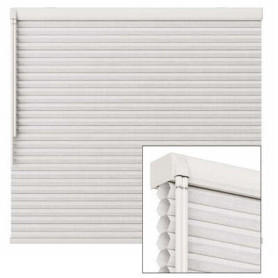 EcoSmart 2.0 Twin Pull Cellular Honeycomb Window Shades Drawing with Closeup