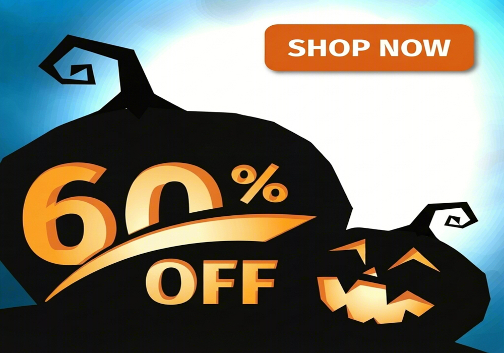 60% OFF all custom EcoSmart Window Shades for Halloween!